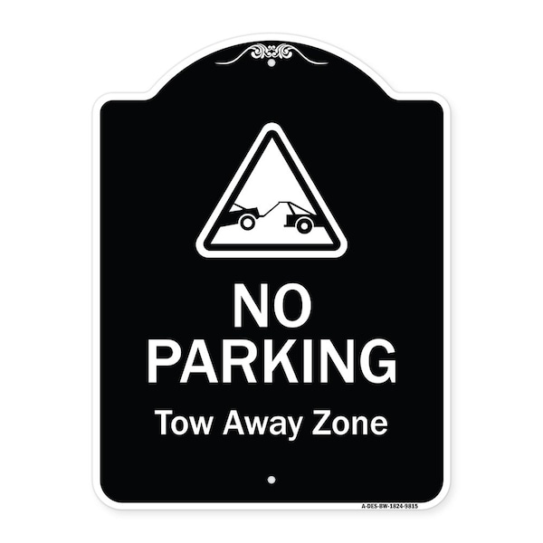 Designer Series-No Parking Tow Away Zone With Graphic, 24" x 18", BW-1824-9815